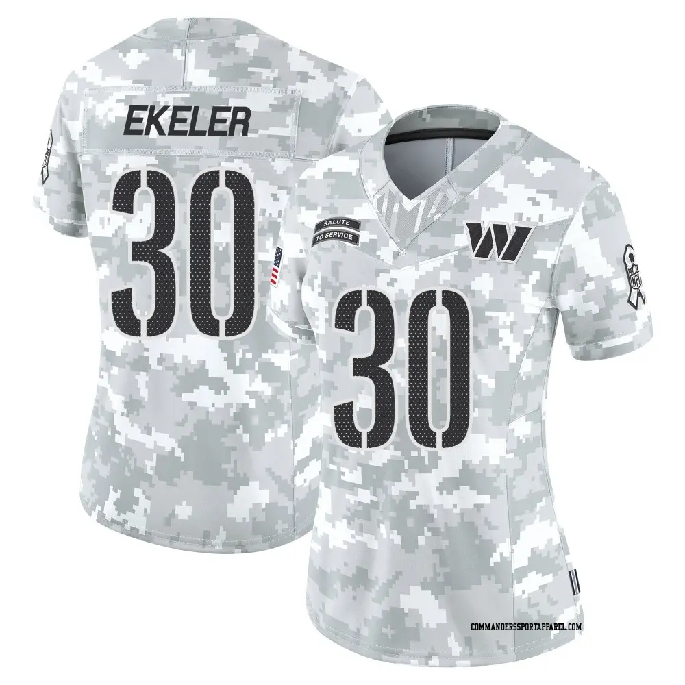 Limited Arctic Camo Women's Austin Ekeler Washington Commanders 2024 Salute to Service Jersey