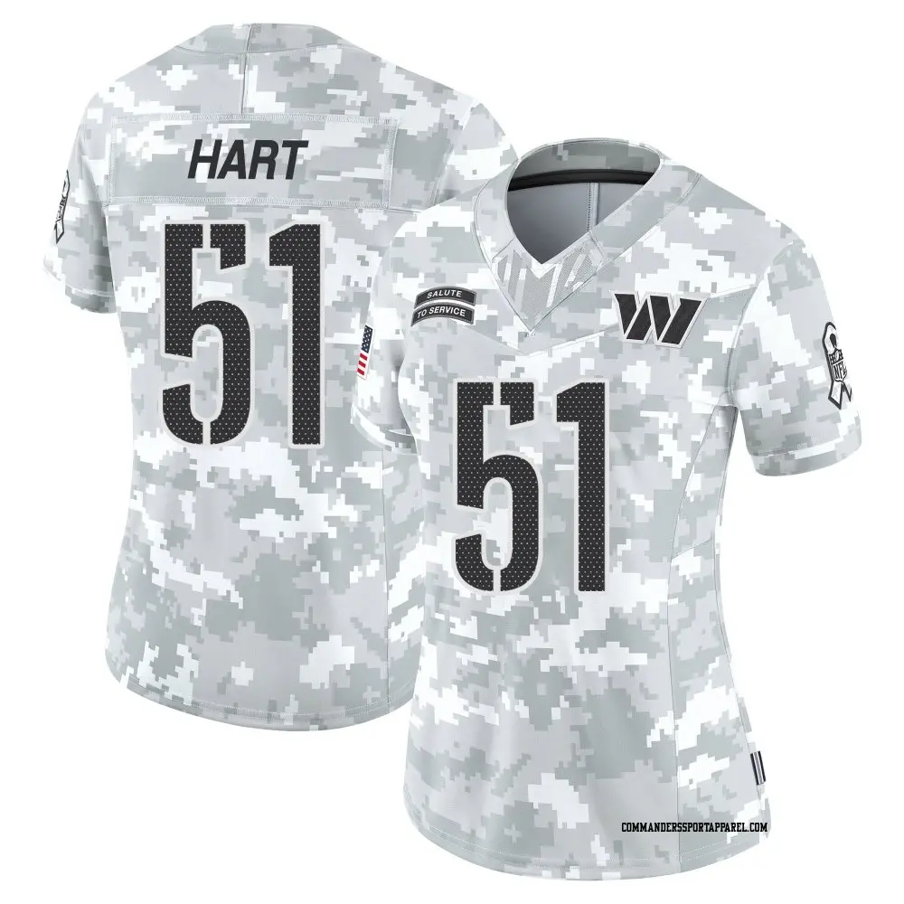 Limited Arctic Camo Women's Bobby Hart Washington Commanders 2024 Salute to Service Jersey