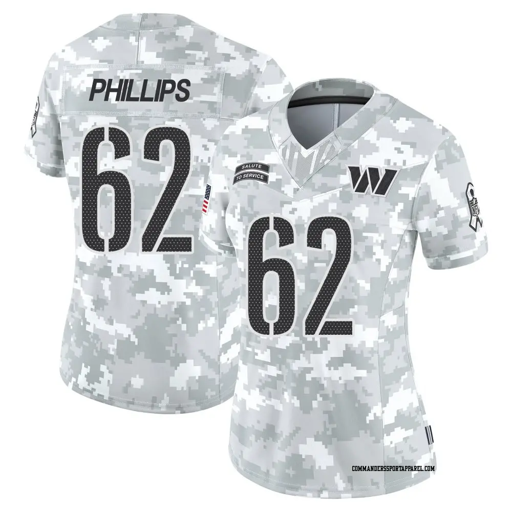 Limited Arctic Camo Women's Tyre Phillips Washington Commanders 2024 Salute to Service Jersey