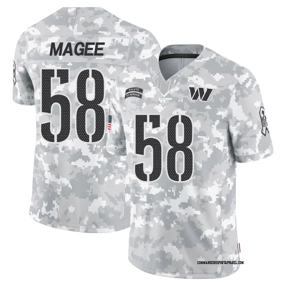 Limited Arctic Camo Youth Jordan Magee Washington Commanders 2024 Salute to Service Jersey
